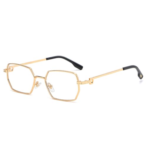 Kleine quadratische Sonnenbrille für Herren, modisch, rechteckig, für Damen, Metall, Luxus-Sonnenbrille, C04 Gold klar, Einheitsgröße von MUTYNE