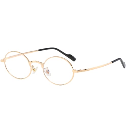 Kleine runde Sonnenbrille im Vintage-Stil für Damen, ovale Sonnenbrille aus goldenem Metall für Herren, UV400, modisch, goldfarben mit transparent, Einheitsgröße von MUTYNE