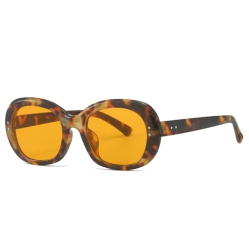 MUTYNE Beliebte Mode Oval Punk Nieten Herren Sonnenbrille Shades UV400 Retro Damen Rund (Bernstein Orange) von MUTYNE