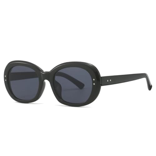 MUTYNE Beliebte Mode Oval Punk Nieten Herren Sonnenbrille Shades UV400 Retro Damen Rund (Schwarz Grau) von MUTYNE