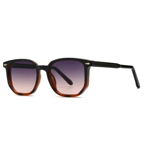 MUTYNE Beliebte Mode Polygon Square Damen Sonnenbrille Retro Nieten Gradient Herren Shades UV400 (Schwarz Grau Pink) von MUTYNE