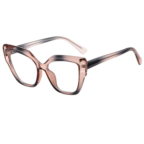 MUTYNE Bonbonfarbener großer quadratischer Brillenrahmen für Damen, klare Linse, Katzenaugenbrille, weiblich, Farbverlauf, Damen, rosa grauer Rahmen, Einheitsgröße von MUTYNE