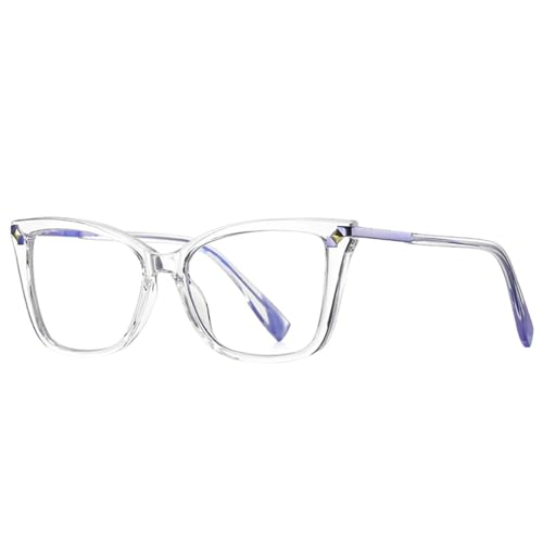 MUTYNE Brille Damen Schwarz Grün Katzenaugen-Brille Rahmen Damen Halbmetall Mode,Blau mit Klar,Einheitsgröße von MUTYNE