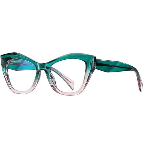 MUTYNE Brille für Damen, klare Gläser, dicker Katzenaugen-Brillenrahmen, modisches Acetat, Leopard mit transparentem Rahmen, Einheitsgröße von MUTYNE