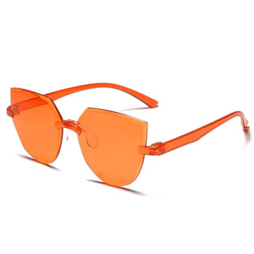 MUTYNE Damen-Sonnenbrille mit Katzenohren, rahmenlos, transparente Gelee-Sonnenbrille, Retro-All-in-One-Sonnenbrille in Ozean-Optik, Bonbonfarben, C3 von MUTYNE