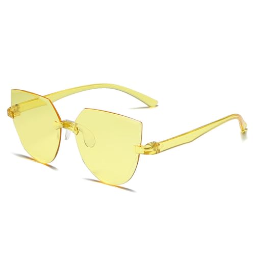 MUTYNE Damen-Sonnenbrille mit Katzenohren, rahmenlos, transparente Gelee-Sonnenbrille, Retro-All-in-One-Sonnenbrille in Ozean-Optik, Bonbonfarben, C6 von MUTYNE