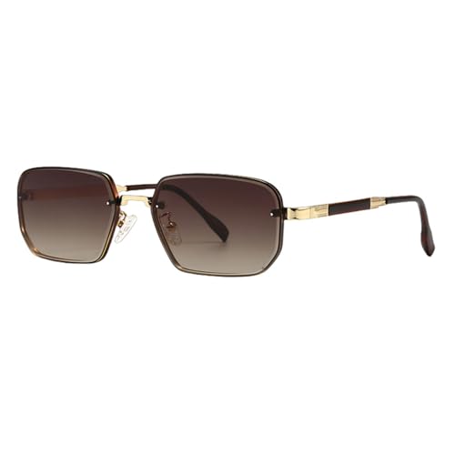 MUTYNE Damen-Sonnenbrille mit quadratischem Rahmen, Retro-Stil, UV400, männlich, Metall-Sonnenbrille für Herren, Blau, Braun, Gold mit Braun, Einheitsgröße von MUTYNE