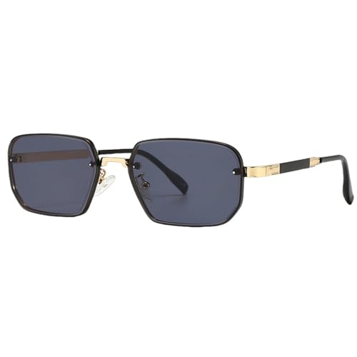 MUTYNE Damen-Sonnenbrille mit quadratischem Rahmen, Retro-Stil, UV400, männlich, Metall-Sonnenbrille für Herren, Blau, Braun, Gold mit Schwarz, Einheitsgröße von MUTYNE