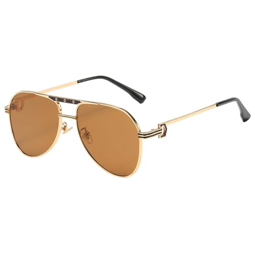 MUTYNE Doppelsteg-Sonnenbrille für Herren, Metallrahmen, Damen-Sonnenbrille, UV400, Braun/Grün, Gold mit Braun, Einheitsgröße von MUTYNE