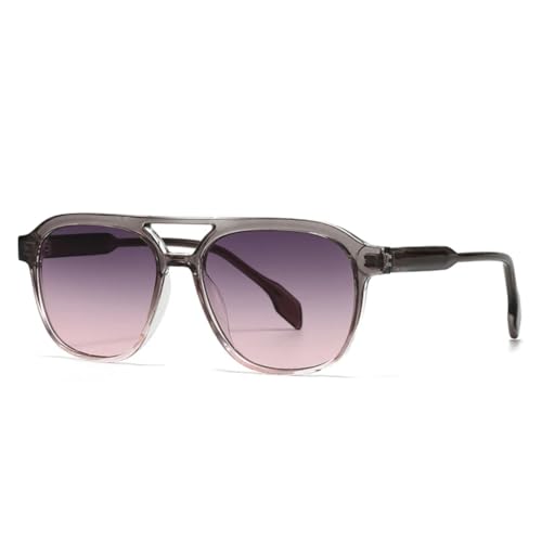 MUTYNE Doppelstege, quadratisch, für Damen, Luxus-Sonnenbrille, Retro, Herren, Farbverlauf, UV400-Schutz (grau, rosa, grau, rosa) von MUTYNE