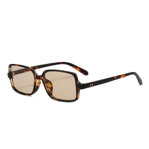MUTYNE Fashion Square Nieten Herren Sonnenbrille Shades UV400 Vintage Damen Klare Linse Rahmen (Leopard Champagner) von MUTYNE