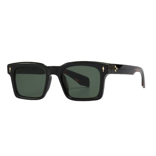 MUTYNE Graubraune Retro-Sonnenbrille für Damen, UV400, quadratische Sonnenbrille für Herren, Dekoration, Schwarz mit Grün, Einheitsgröße von MUTYNE