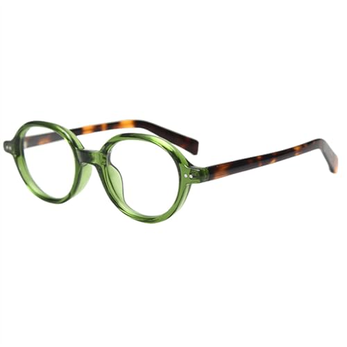 MUTYNE Grün-braunes ovales Brillengestell für Herren im Retro-Stil aus Acetat, Vintage, runde Brille für Damen, klar, schwarz mit klar, Einheitsgröße von MUTYNE