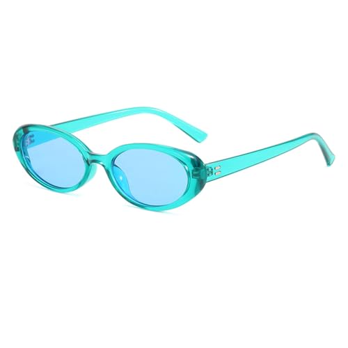 MUTYNE Kleine ovale Sonnenbrille, Vintage, ovale Sonnenbrille, Herren, kleine ovale Sonnenbrille, Retro-Mode, Damen-Sonnenbrille, Blau, Einheitsgröße von MUTYNE