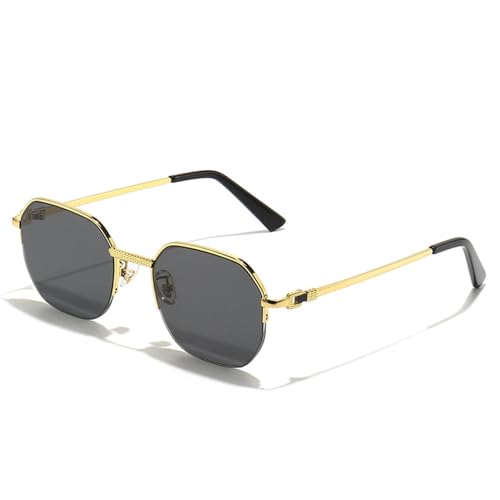 MUTYNE Luxuriöse Polygon-Sonnenbrille für Herren und Damen, Retro-Sonnenbrille, C25, Gold/Schwarz, Einheitsgröße von MUTYNE