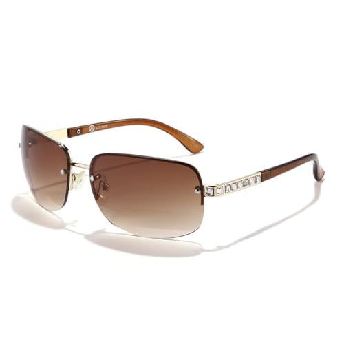 MUTYNE Luxus randlose elegante Sonnenbrille Damen Sonnenbrille für Frauen Braun, Goldbraun, Einheitsgröße von MUTYNE