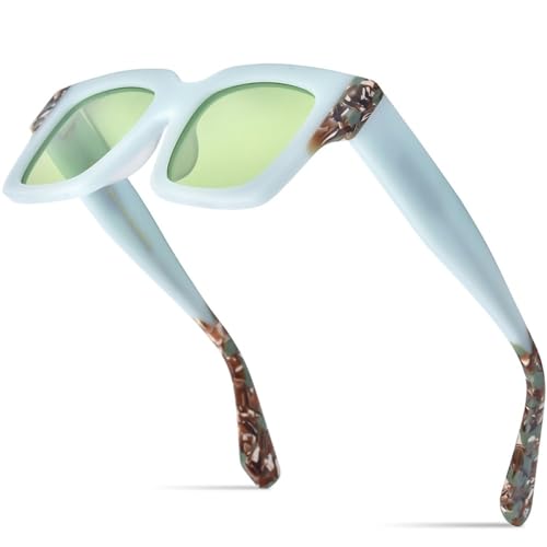 MUTYNE Matte Acetat-Sonnenbrille für Herren, schlicht, modisch, Retro-Quadrat-Sonnenbrille, UV400, Damen-Sonnenbrille, Blaugrün, Einheitsgröße von MUTYNE