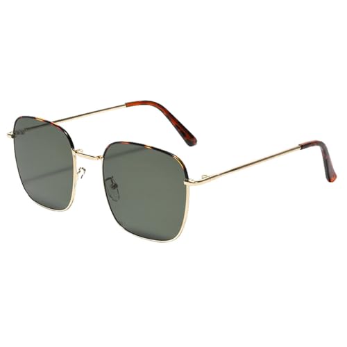 MUTYNE Metall-Sonnenbrille mit quadratischem Rahmen für Herren, dünn, grün, braun, große Vintage-Sonnenbrille für Damen, Retro-Stil, weiblich, Gold mit Grün, Einheitsgröße von MUTYNE