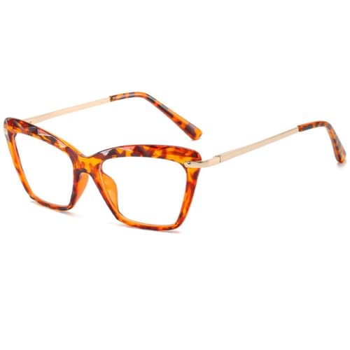 MUTYNE Mode Vintage Brillengestell Damen Übergroße Klare Quadratische Brille Damen Transparente Linse Brillen Weiblich,Leopard,Einheitsgröße von MUTYNE