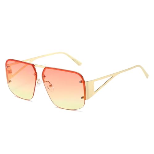 MUTYNE Modische, übergroße, randlose, quadratische Sonnenbrille für Damen, Retro-Halbrahmen-Sonnenbrille für Herren, Brillen, C2, Einheitsgröße von MUTYNE