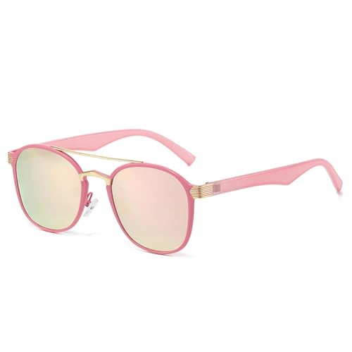 MUTYNE Modische Doppelstege, quadratisch, für Damen, Luxus-Sonnenbrille, Retro, Herren, Farbverlauf, verspiegelt, UV400 (rosa, rosa Spiegel) von MUTYNE