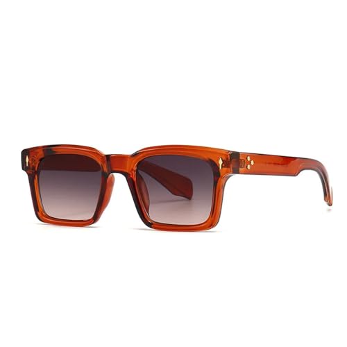 MUTYNE Modische Sonnenbrille mit quadratischen Nieten und Farbverlauf, für Herren, UV400, Vintage, Grau, trendige Sonnenbrille für Damen, C5, Teegrau von MUTYNE