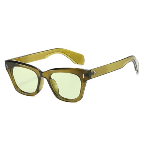 MUTYNE Modische Sonnenbrille mit transparenten Ozeangläsern, UV400, für Damen, Katzenaugen-Sonnenbrille, Retro-Nieten-Dekoration, für Herren, Trending (Olivgrün) von MUTYNE