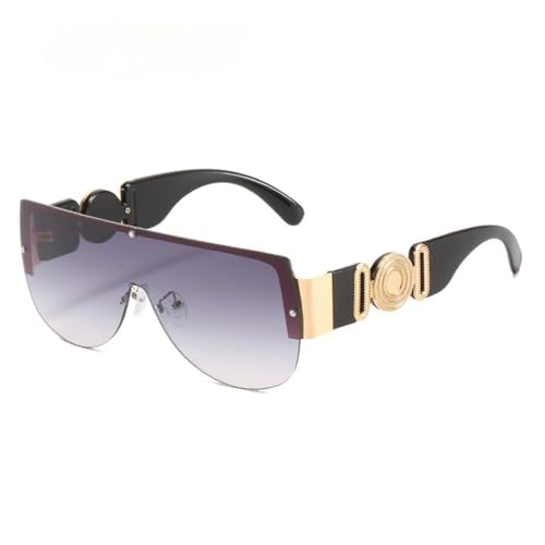 MUTYNE Modische einteilige randlose Sonnenbrille für Herren, Vintage-Sonnenbrille mit schwarzem Farbverlauf, Damen-Sonnenbrille, sexy Brillen, Uv400, goldfarben, Einheitsgröße von MUTYNE