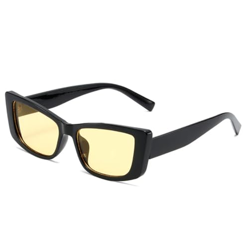 MUTYNE Modische kleine Katzenaugen-Sonnenbrille für Damen, UV400, Retro-Farbverlauf, matte Sonnenbrille für Herren (schwarz-gelb) von MUTYNE