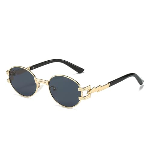 MUTYNE Ovale Punk-Sonnenbrille für Damen und Herren, trendiger Retro-Steampunk, Sonnenbrille in Bonbonfarbe, Farbverlauf, Blitzrahmen, Brille, C02 Gold Schwarz, Einheitsgröße von MUTYNE