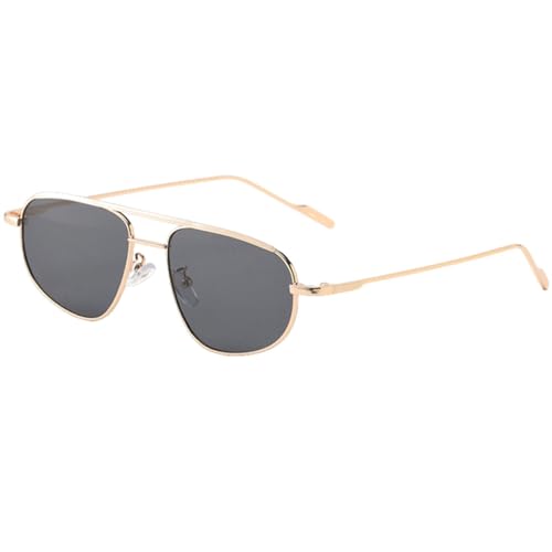 MUTYNE Ovale Sonnenbrille mit Metallrahmen für Herren, Doppelbrücke, Damen-Sonnenbrille, Uv400, Grüngold, Gold mit Schwarz, Einheitsgröße von MUTYNE