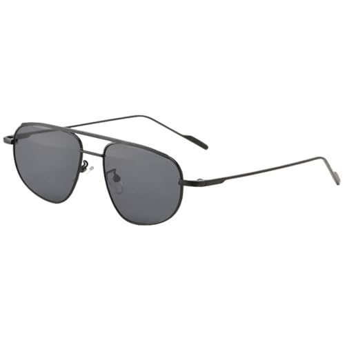 MUTYNE Ovale Sonnenbrille mit Metallrahmen für Herren, Doppelbrücke, Damen-Sonnenbrille, Uv400, Grüngold, Vollschwarz, Einheitsgröße von MUTYNE
