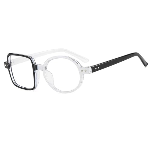 MUTYNE Quadratische Brille Damen Herren Mode Klare Brille Optische Brillengestell Persönlichkeit Runde Transparente Linse Spektakel,Schwarz Weiß,Einheitsgröße von MUTYNE