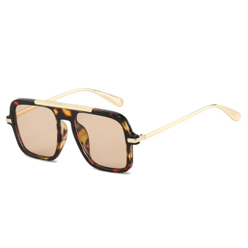 MUTYNE Quadratische Damen-Sonnenbrille, modische Sonnenbrille, UV400, Retro-Trend, Leopardenmuster, Farbverlauf, Herren (Leoparden-Champagner) von MUTYNE