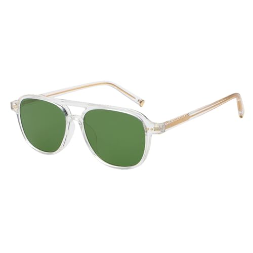 MUTYNE Quadratische Sonnenbrille für Herren, Braungrün, Retro-Sonnenbrille für Damen, UV400, Acetat-Zubehör, Damen, klar mit Grün, Einheitsgröße von MUTYNE