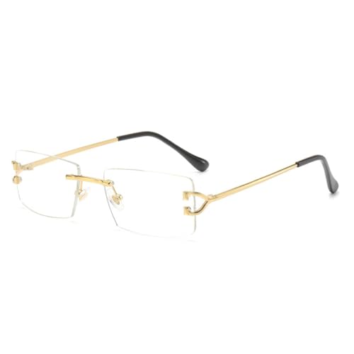 MUTYNE Quadratische randlose Sonnenbrille mit Metallrahmen, modische Vintage-Sonnenbrille für Damen, UV400, C02, transparent, Einheitsgröße von MUTYNE