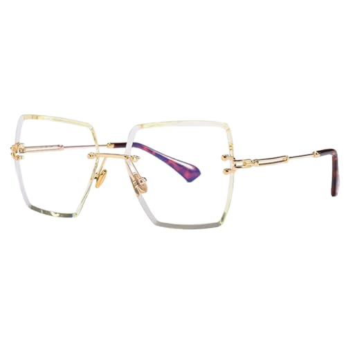 MUTYNE Randlose Sonnenbrille mit Farbverlauf und quadratischem Metallrahmen für Herren, modische Vintage-Sonnenbrille für Damen, UV400-Schutz, für Geschäftsreisen, C05, Einheitsgröße von MUTYNE