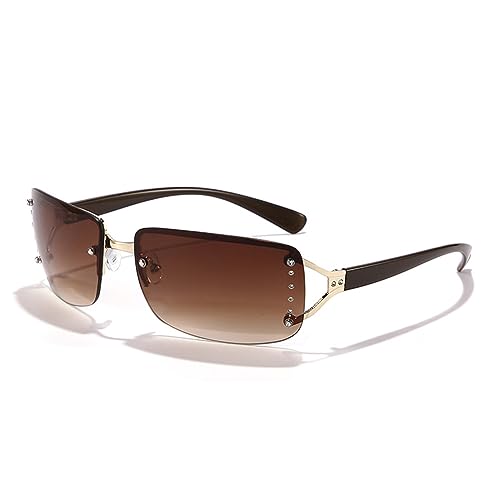 MUTYNE Randlose elegante neue Sonnenbrille Damen Sonnenbrille für Damen Braun, Goldbraun, Einheitsgröße von MUTYNE