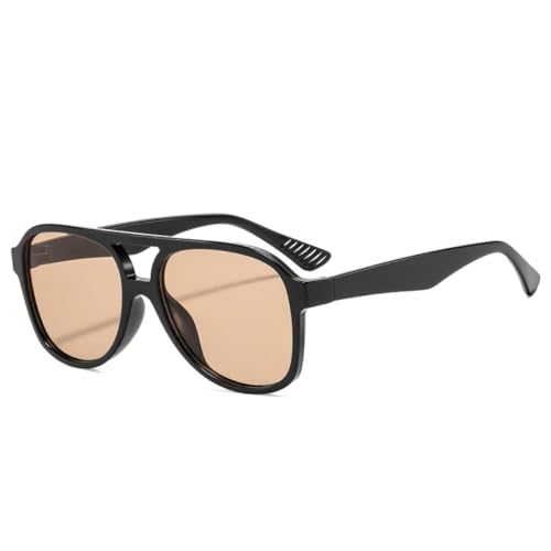 MUTYNE Retro Doppelstege Pilot Damen Sonnenbrille Fashion Shades UV400 Herren Leopard Sonnenbrille (Schwarz Champagner) von MUTYNE