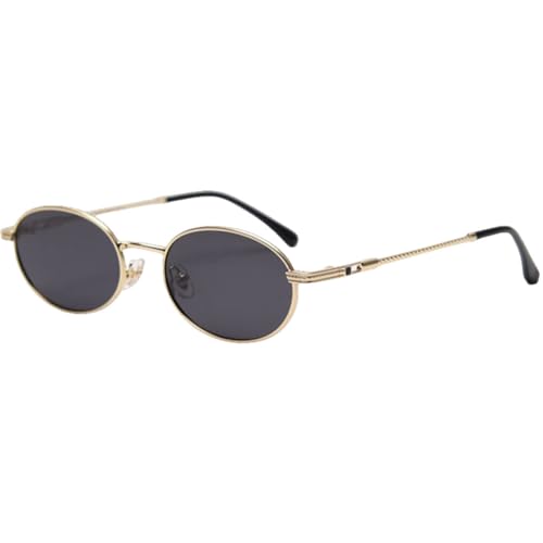 MUTYNE Retro Ovale Brille Herren UV400 Gold Kleine Sonnenbrille Damen Metall,Gold mit Schwarz,Einheitsgröße von MUTYNE