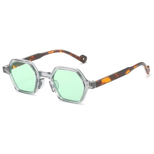 MUTYNE Retro Polygon Quadratische Sonnenbrille Vintage Shades Klare Ozeanlinse Nieten Sonnenbrille Trendy UV400 Brille, C7 von MUTYNE