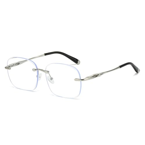 MUTYNE Retro Randlose Quadratische Damen-Sonnenbrille, modisch, klare Ozean-Farbverlaufsgläser, UV400-Schutz, Herren-Trend (Silber klar) von MUTYNE