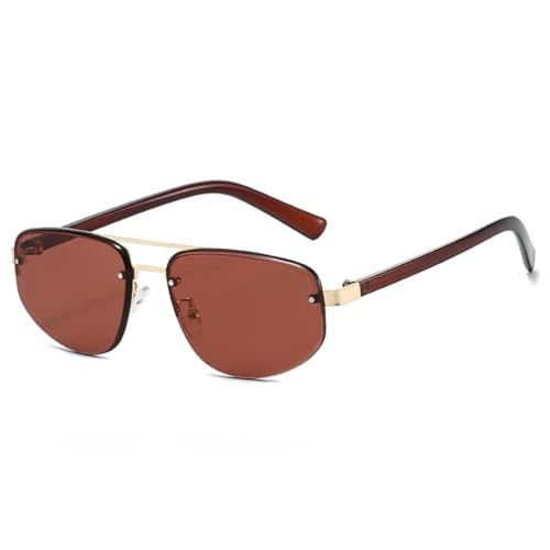 MUTYNE Retro-Sonnenbrille mit Doppelsteg, Katzenaugen-Sonnenbrille für Damen, modisch, klare Ozeangläser, UV400, Herren, trendige Nieten (braun) von MUTYNE