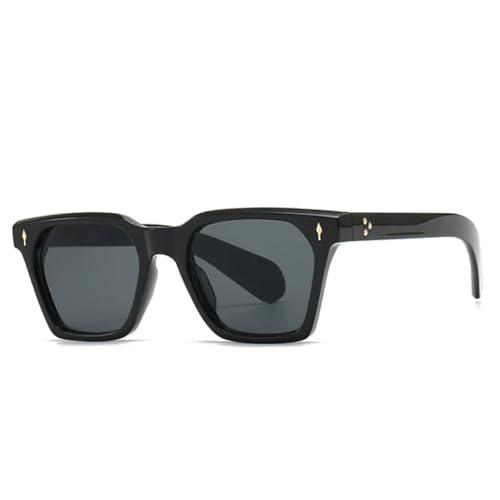 MUTYNE Retro Square Sonnenbrille Damen Nieten Farbverlauf UV400 Retro Punk Herren (Glänzend Schwarz Grau) von MUTYNE