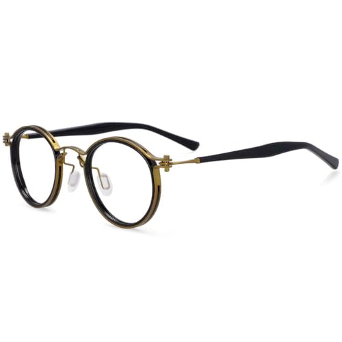 MUTYNE Retro Steam Punk Brillengestelle Herren Damen Acetat Bein Mode Brillen,A01 Bronze von MUTYNE
