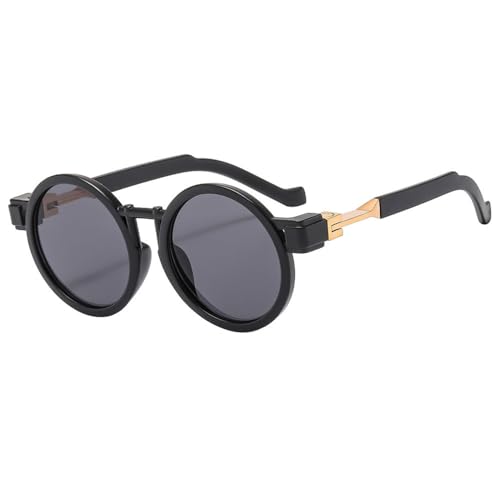 MUTYNE Runde Steampunk-Sonnenbrille für Damen, Luxus-Sonnenbrille, UV400, modische Sonnenbrille für Herren, Schwarz von MUTYNE