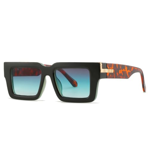 MUTYNE Sonnenbrille Damen Retro Quadratisch Sonnenbrillen Leopardenmuster Farbverlauf UV400 Schutz Herren,Schwarz Grau Grün von MUTYNE