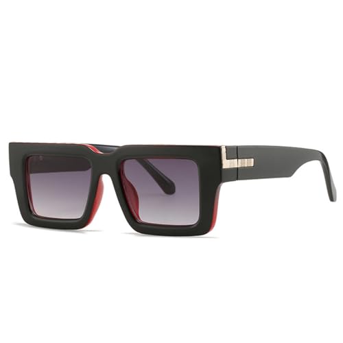 MUTYNE Sonnenbrille Damen Retro Quadratisch Sonnenbrillen Leopardenmuster Farbverlauf UV400 Schutz Herren,Schwarz Rot Grau von MUTYNE