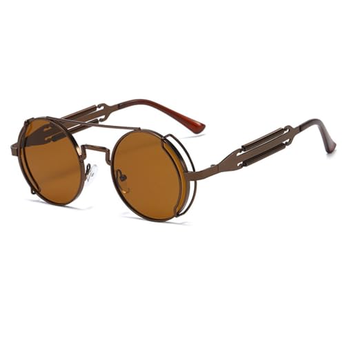 MUTYNE Steampunk Runde Sonnenbrille Herren Metallrahmen Sonnenbrille Damen Spiegel Persönlichkeit Frühlingsbrille UV400,3,Einheitsgröße von MUTYNE