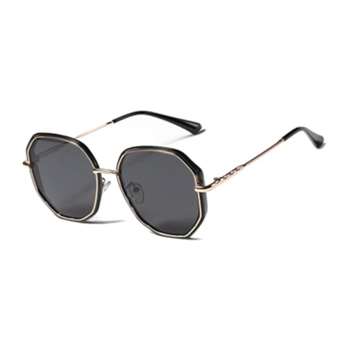 MUTYNE Übergroße Polygon-Damen-Sonnenbrille, modische Vintage-Sonnenbrille, goldfarben, schwarz, Einheitsgröße von MUTYNE